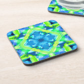 Kobalt Blue en Lime Green Tie Dye Pattern Bier Onderzetter (Linkerzijde)