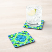 Kobalt Blue en Lime Green Tie Dye Pattern Bier Onderzetter (Rechterzijde)