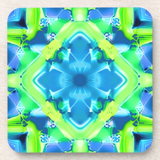 Kobalt Blue en Lime Green Tie Dye Pattern Bier Onderzetter (Voorkant)