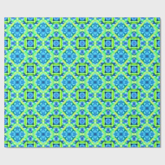 Kobalt Blue en Lime Green Tie Dye Pattern Cadeaupapier (Vlak)