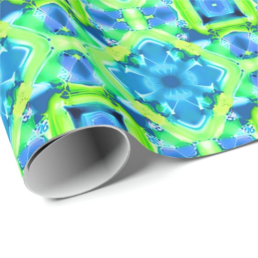 Kobalt Blue en Lime Green Tie Dye Pattern Cadeaupapier (Rol Hoek)