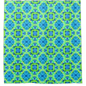 Kobalt Blue en Lime Green Tie Dye Pattern Douchegordijn (Voorkant)