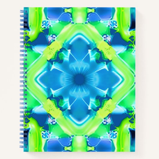 Kobalt Blue en Lime Green Tie Dye Pattern Journal Notitieboek (Voorkant)