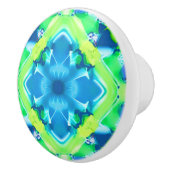 Kobalt Blue en Lime Green Tie Dye Pattern Keramische Knop (Rechts)