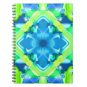 Kobalt Blue en Lime Green Tie Dye Pattern Notitieboek