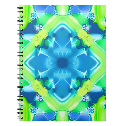 Kobalt Blue en Lime Green Tie Dye Pattern Notitieboek (Voorkant)