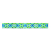 Kobalt Blue en Lime Green Tie Dye Pattern Satijnen Lint (Voorkant)