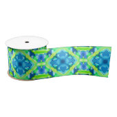 Kobalt Blue en Lime Green Tie Dye Pattern Satijnen Lint (Spoel)
