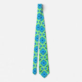 Kobalt Blue en Lime Green Tie Dye Pattern Stropdas (Achterkant)