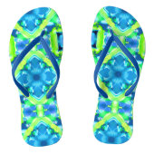 Kobalt Blue en Lime Green Tie Dye Pattern Teenslippers (Voetbed)