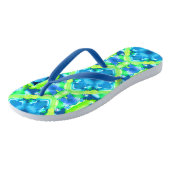 Kobalt Blue en Lime Green Tie Dye Pattern Teenslippers (Schuin)