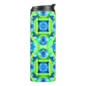 Kobalt Blue en Lime Green Tie Dye Pattern Thermosbeker (Gedraaid links)