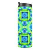 Kobalt Blue en Lime Green Tie Dye Pattern Thermosbeker (Geroteerd rechts)