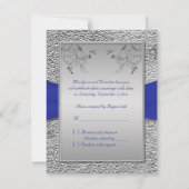 Kobalt Blue en Pewter Heart RSVP-kaart RSVP Kaartje (Achterkant)