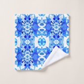 Kobalt Blue en White Batik Tegel Pattern Bad Handdoek (Wasdoekje)