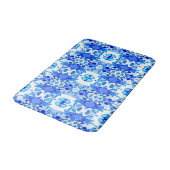Kobalt Blue en White Batik Tegel Pattern Badmat (Gekanteld)