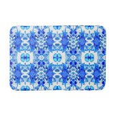 Kobalt Blue en White Batik Tegel Pattern Badmat (Voorkant)