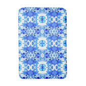 Kobalt Blue en White Batik Tegel Pattern Badmat (Voorkant Verticaal)