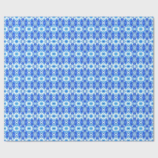 Kobalt Blue en White Batik Tegel Pattern Cadeaupapier (Vlak)
