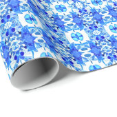 Kobalt Blue en White Batik Tegel Pattern Cadeaupapier (Rol Hoek)