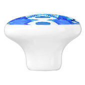 Kobalt Blue en White Batik Tegel Pattern Keramische Knop (Zijkant)