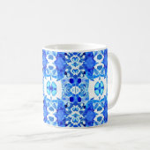 Kobalt Blue en White Batik Tegel Pattern Koffiemok (Voorkant rechts)