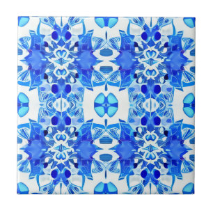 Kobalt Blue en White Batik Tegel Pattern Tegeltje
