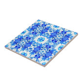 Kobalt Blue en White Batik Tegel Pattern Tegeltje (Zijkant)