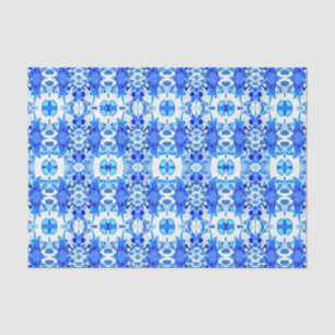 Kobalt Blue en White Batik Tegel Pattern Tissuepapier
