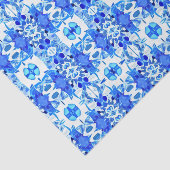 Kobalt Blue en White Batik Tegel Pattern Tissuepapier (Detail)