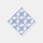 Kobalt Blue en White Floral Damask Style Pattern Servet (Hoek)