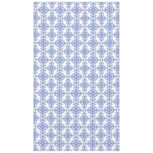 Kobalt Blue en White Floral Damask Style Pattern Tafelkleed (Voorkant)