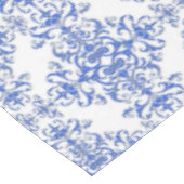 Kobalt Blue en White Floral Damask Style Pattern Tafelkleed (Gekanteld)