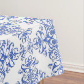 Kobalt Blue en White Floral Damask Style Pattern Tafelkleed (Voorbeeld)