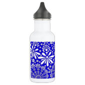 Kobalt Blue en White Floral Pattern Waterfles (Links)