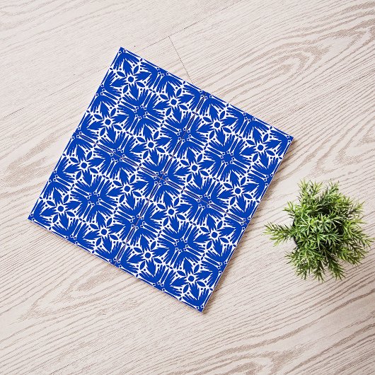 Kobalt Blue en White Floral Tegeltje
