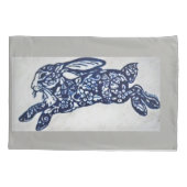Kobalt Blue en White Rabbit Pillowcases Grey Marbl Kussensloop (Achterkant-Links)