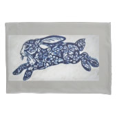 Kobalt Blue en White Rabbit Pillowcases Grey Marbl Kussensloop (Voorkant-Links)