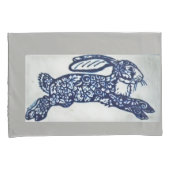 Kobalt Blue en White Rabbit Pillowcases Grey Marbl Kussensloop (Voorkant-Rechts)