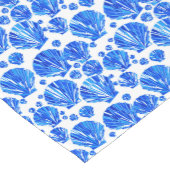 Kobalt Blue en White Sea Shells Korte Tafelloper (Hoek)