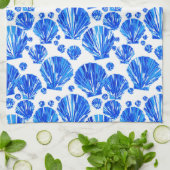 Kobalt Blue en White Sea Shells Theedoek (Gevouwen)