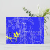 Kobalt Blue en Yellow Swirl Wedding Invitation Kaart (Staand voorkant)
