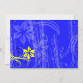 Kobalt Blue en Yellow Swirl Wedding Invitation Kaart (Achterkant)
