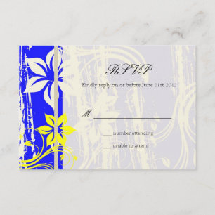 Kobalt Blue en Yellow Swirl Wedding RSVP