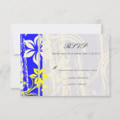 Kobalt Blue en Yellow Swirl Wedding RSVP (Voorkant)