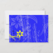 Kobalt Blue en Yellow Swirl Wedding RSVP (Achterkant)