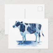 Kobalt Blue Farm Animals - Koe Briefkaart (Voorkant / Achterkant)