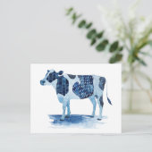Kobalt Blue Farm Animals - Koe Briefkaart (Staand voorkant)