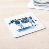 Kobalt Blue Farm Animals - Koe Kartonnen Onderzetters (Schuin)
