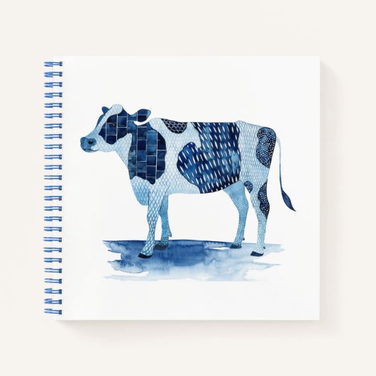 Kobalt Blue Farm Animals - Koe Notitieboek (Voorkant)